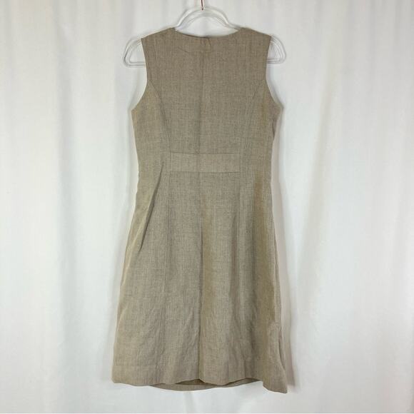 Liz Claiborne Tan 100% Linen Sleeveless Sheath Dress Womens 10 - Picture 8 of 8